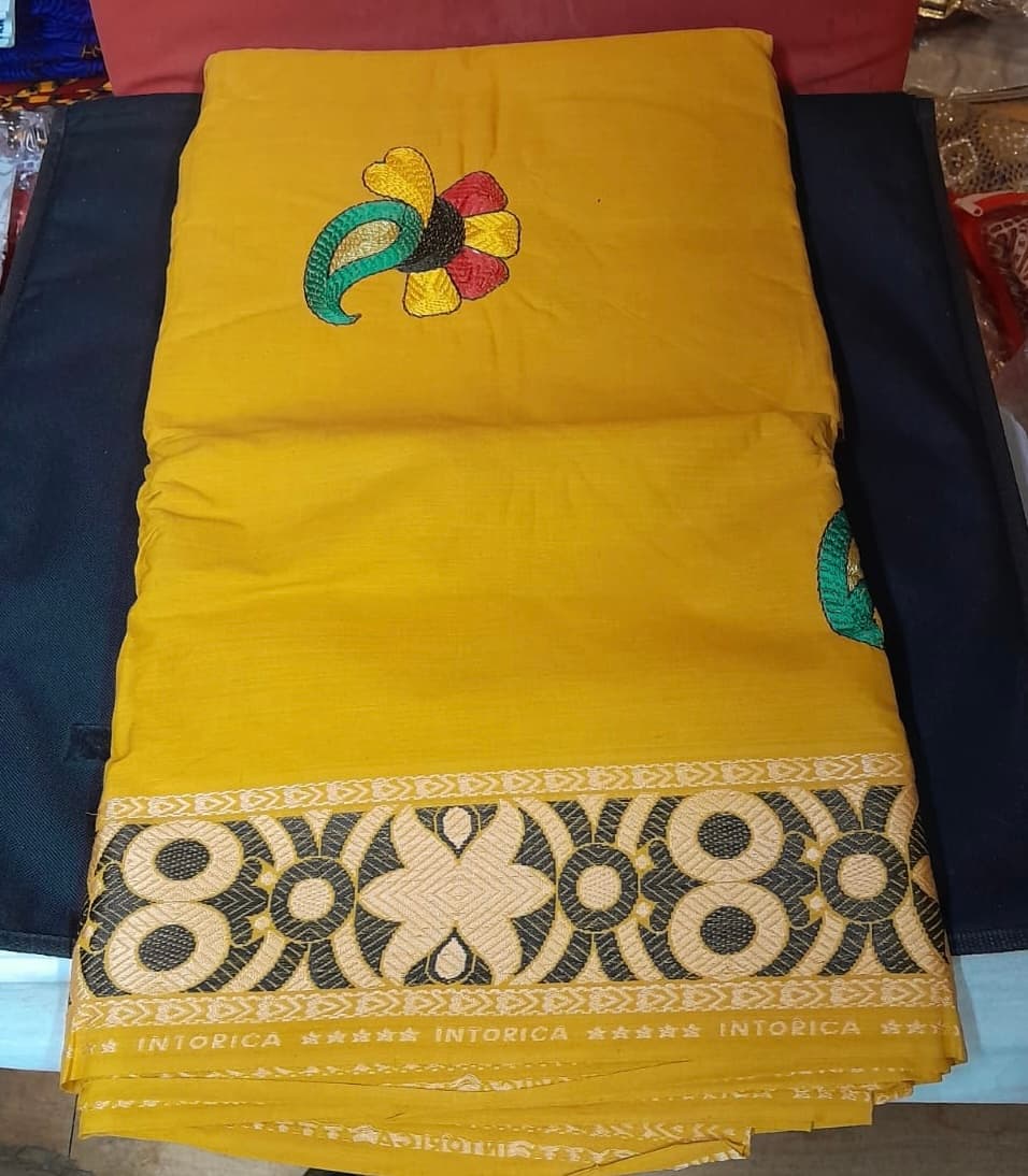 Vibrant Mustard Yellow Intorica George Fabric