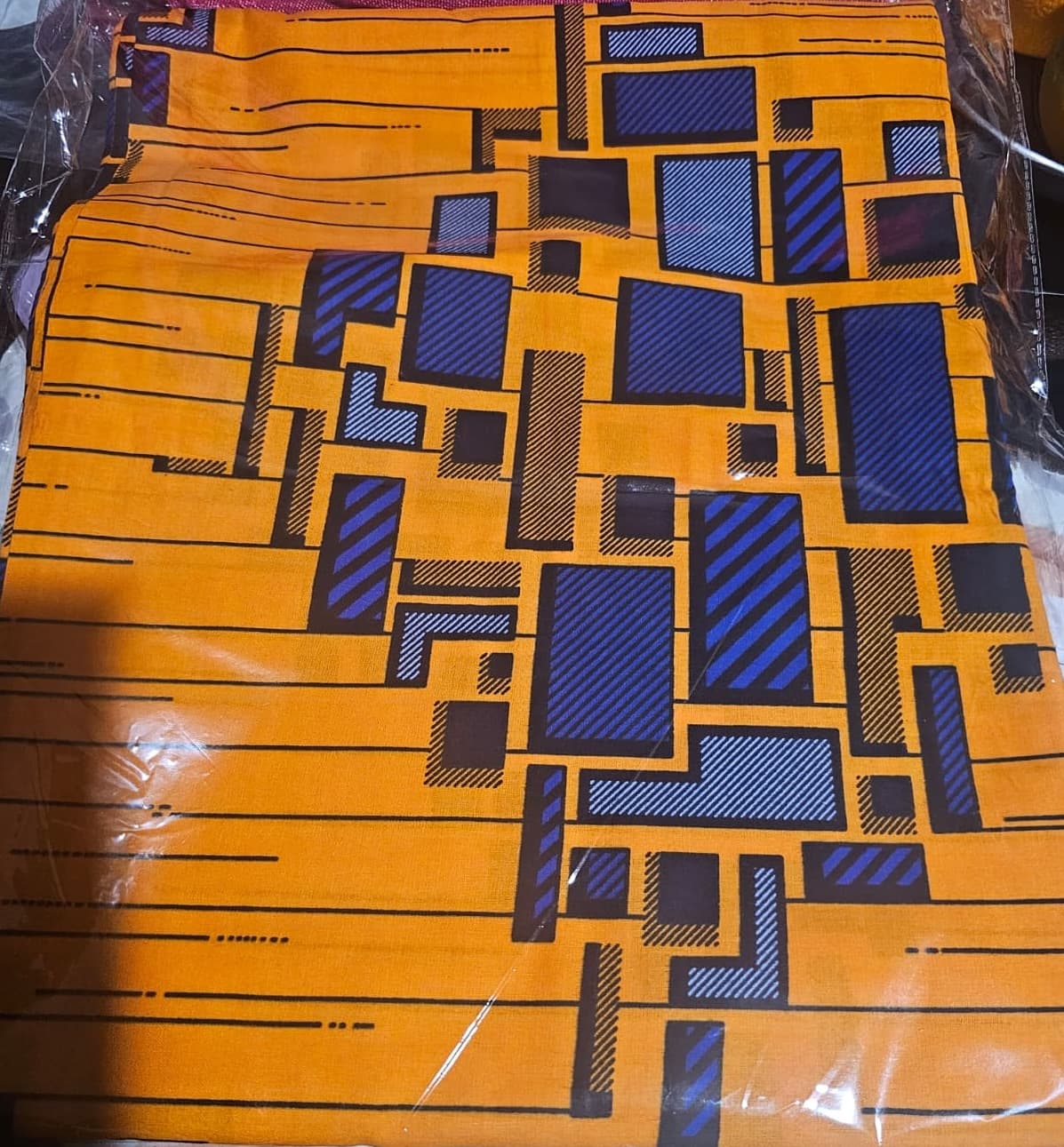 Orange & Blue Geometric Block Pattern