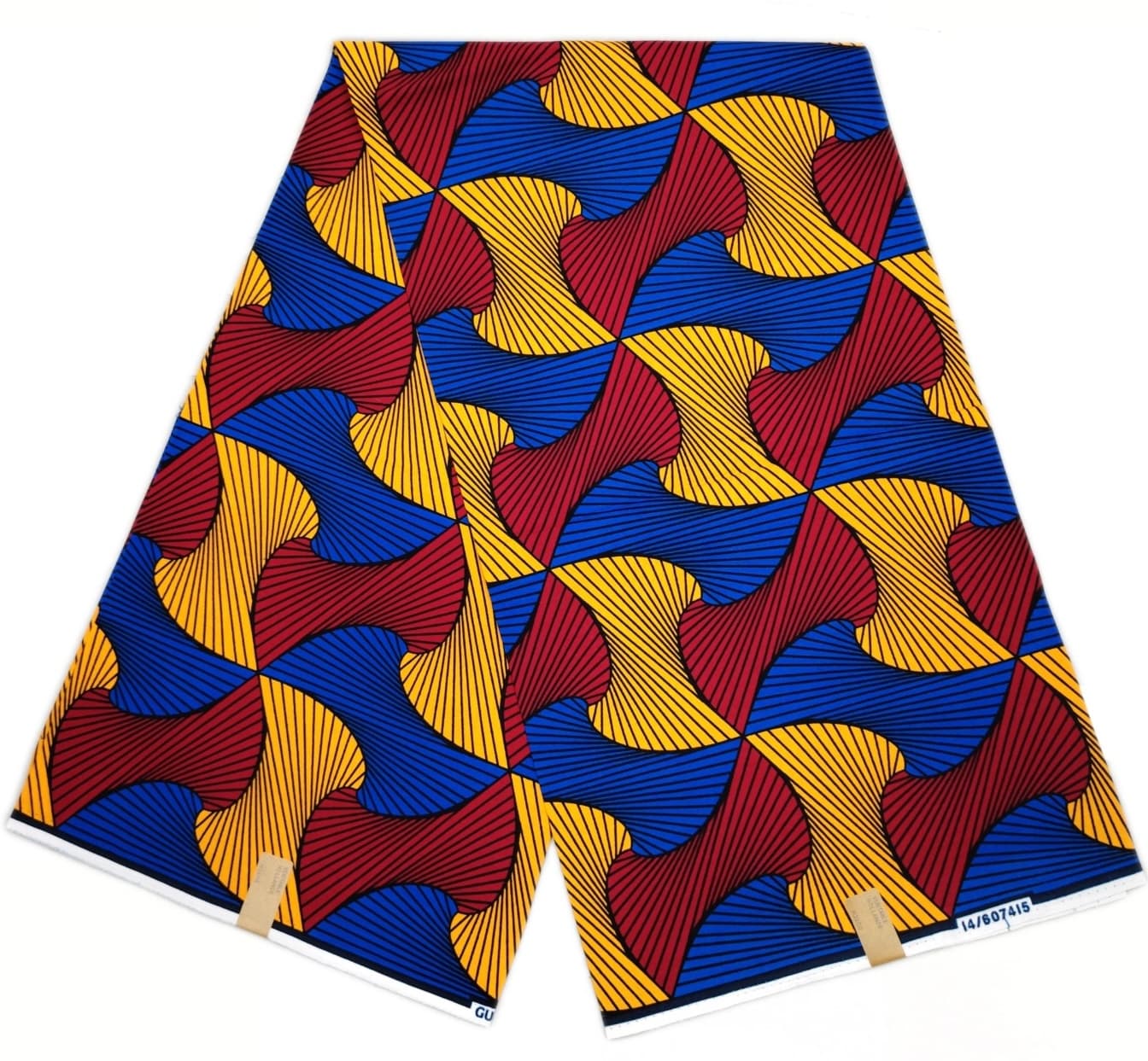 Vibrant Red, Blue & Yellow Geometric Dutch Wax Print Fabric – 6 Yards