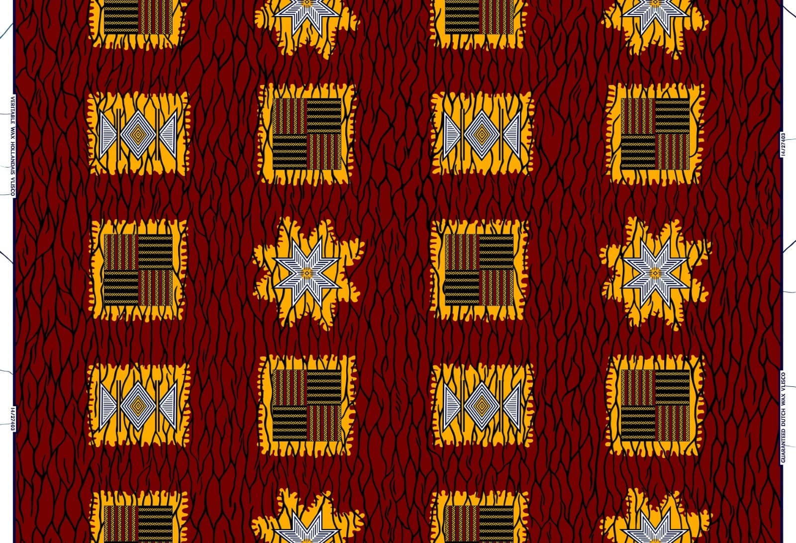 Deep Red Patchwork Geometric Star Pattern