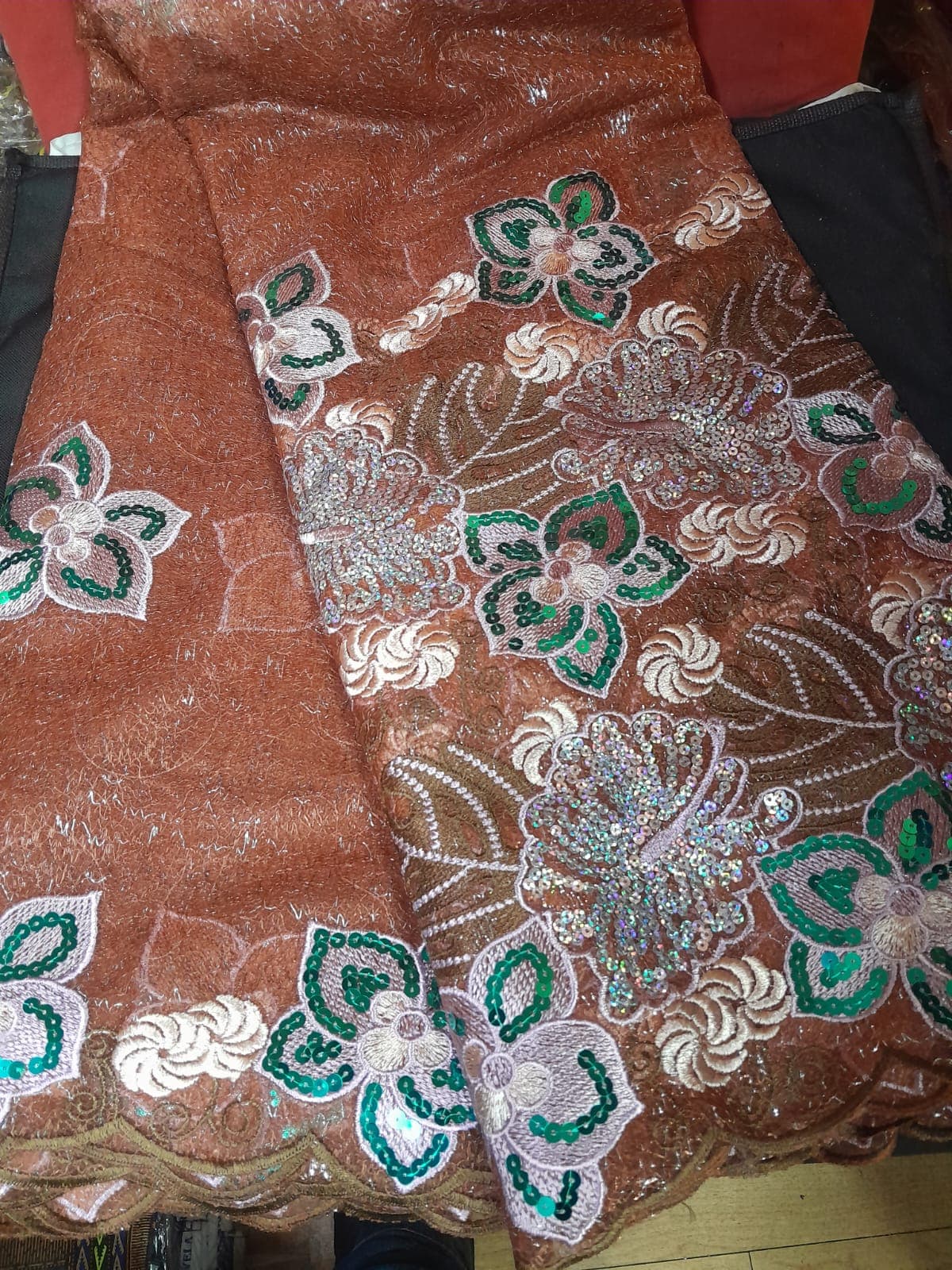 Copper Bronze French Net Lace Fabric