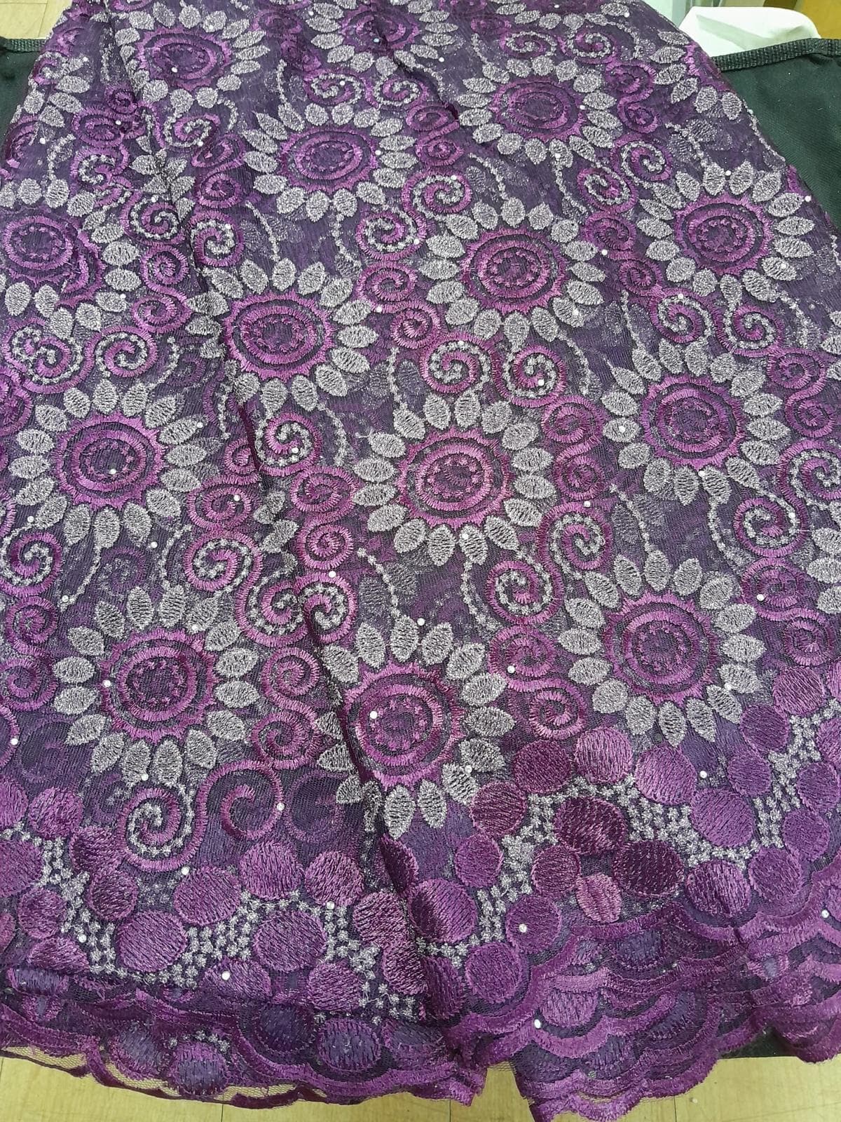 Plum Purple & Silver Sun Wheel Net Lace