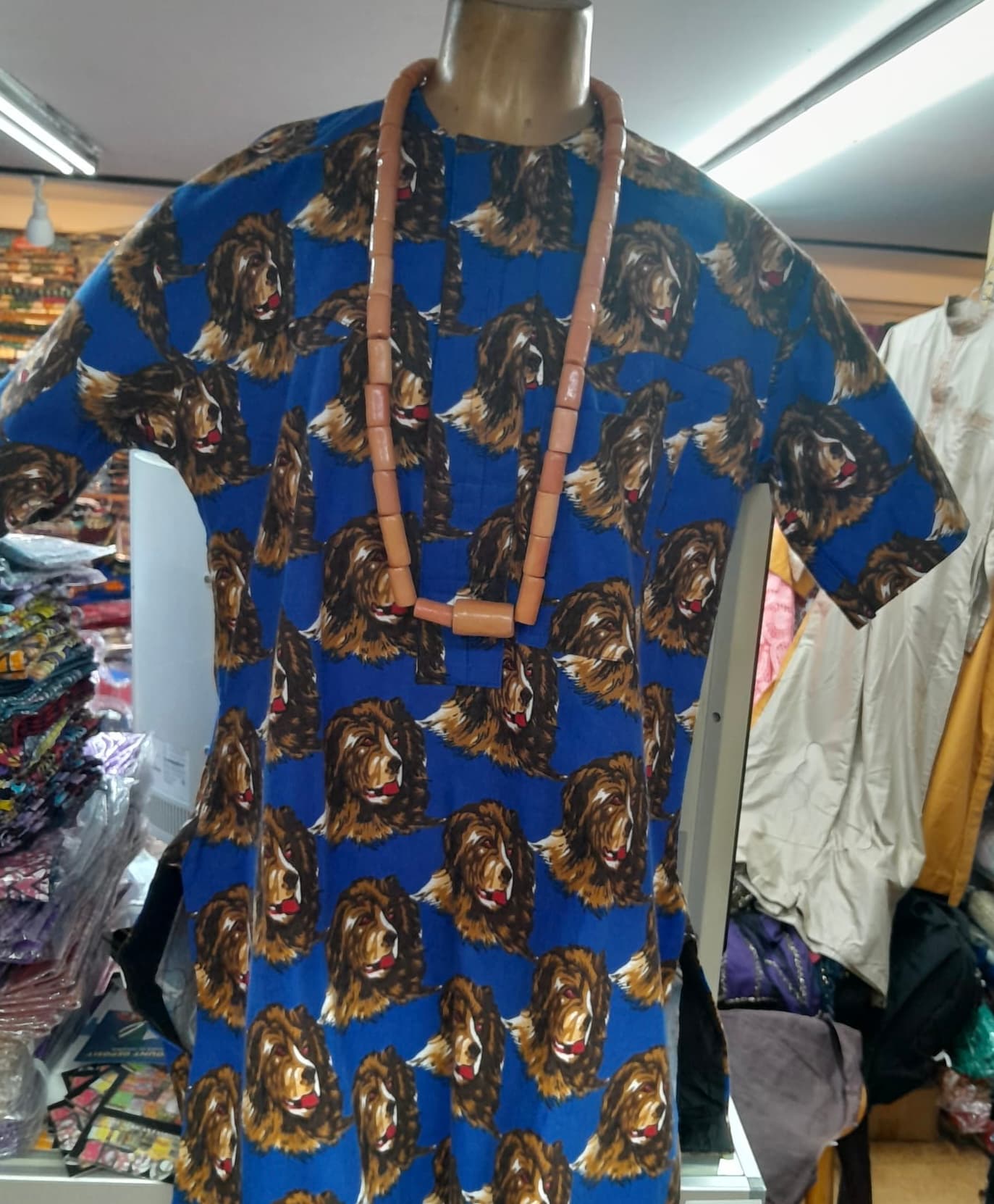 Royal Blue Modern Dog Print Tunic